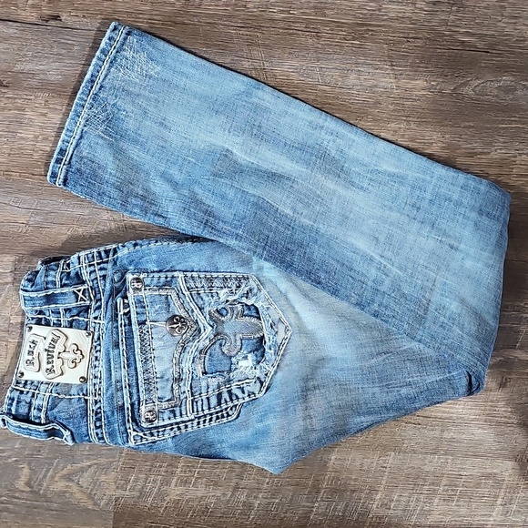 Rock Revival Blue Denim Jeans with Orange Accents - Picture 5 of 5